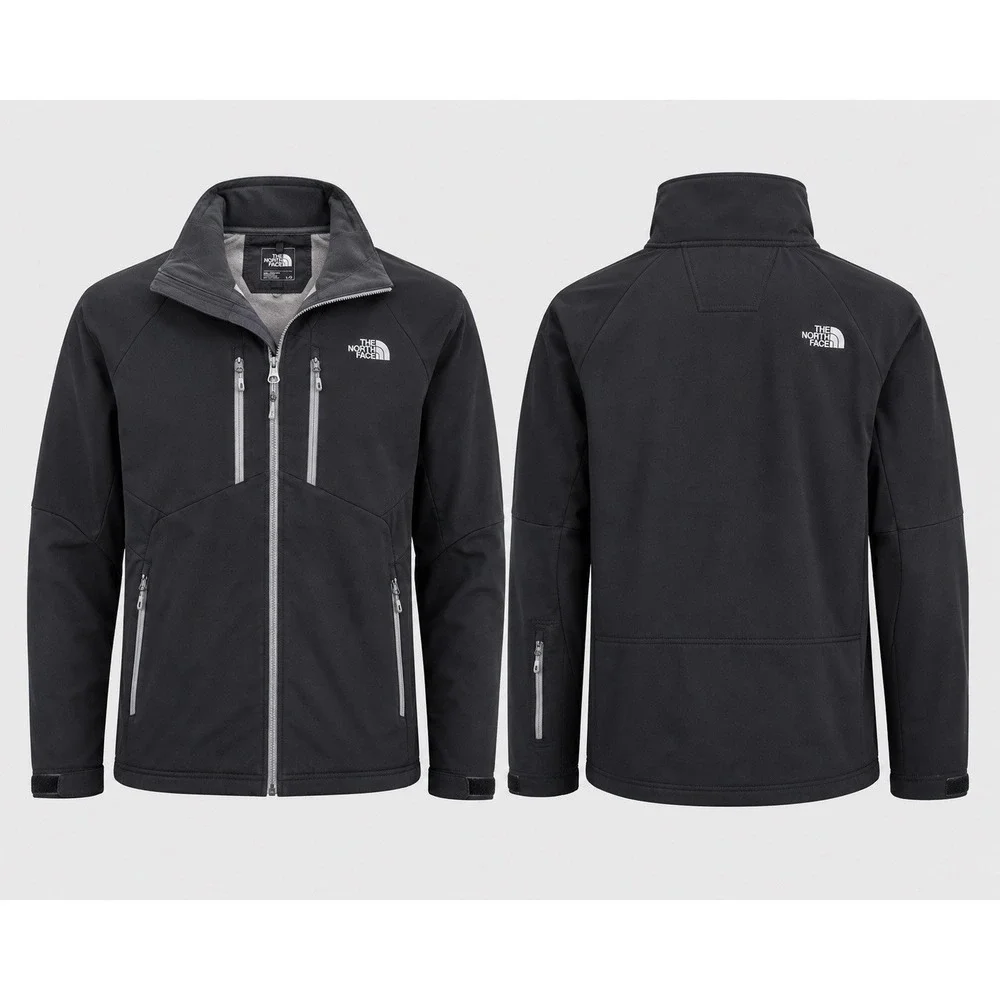 North Face Jacket Mens Large Black Softshell Apex Bionic Windproof Full Zip